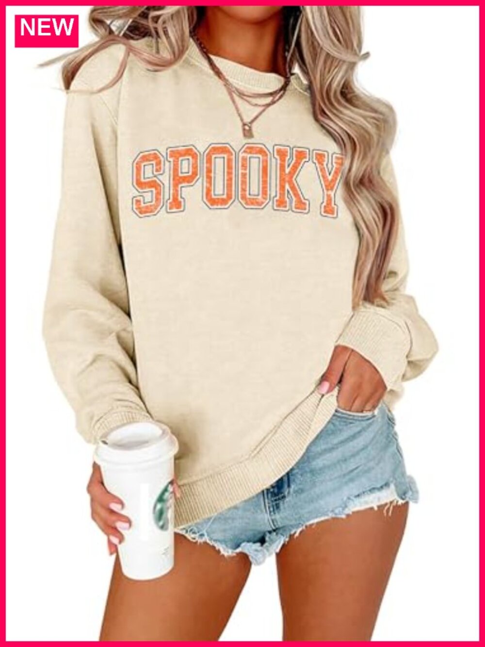 Halloween Sweatshirt Women Spooky Season Ghost Pullover Crew Neck Long Sleeve